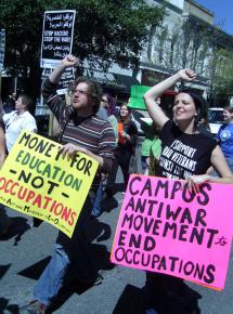 Demonstrating against the war in Austin, Texas